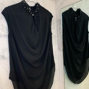 Bellatrix Sleeveless Top w/ Beaded Collar (Small)